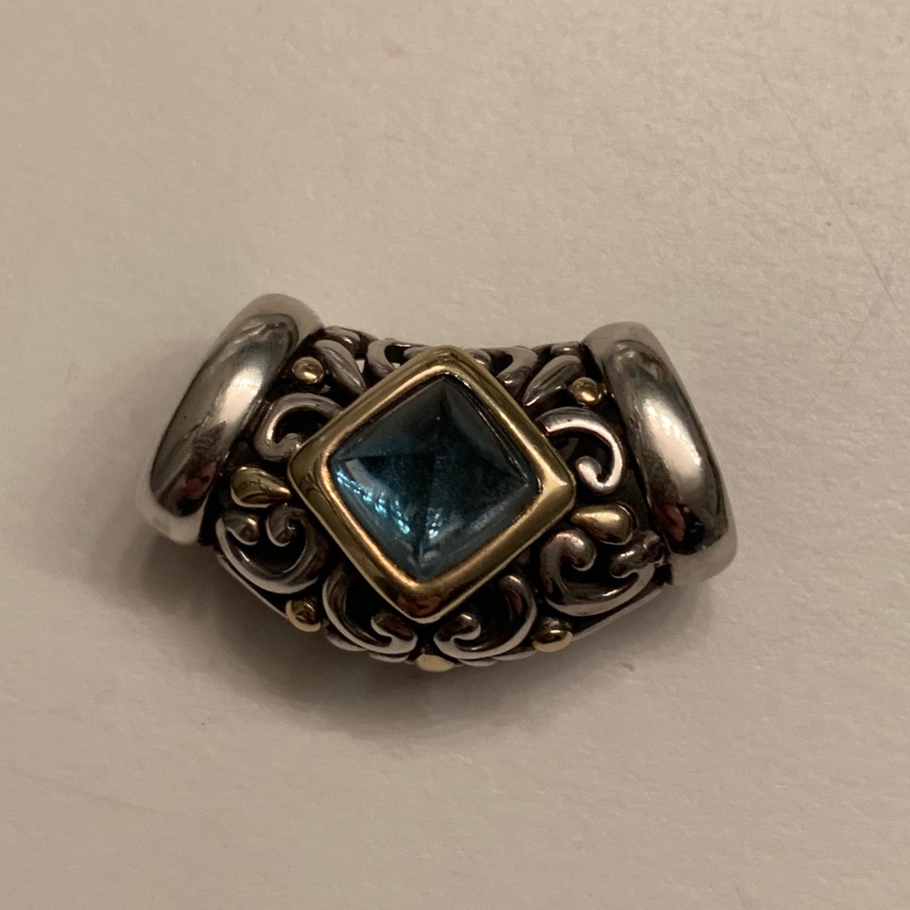 John Hardy Enhancer 18K Gold and SS w/ Blue Topaz